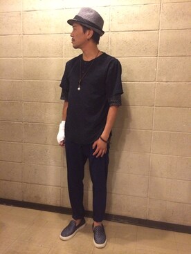 「ROYAL FLASH（ロイヤルフラッシュ）のアイテム（その他シューズ）」を使った、ug nishimuraさん（メンズ・170cm）の夏コーディネート