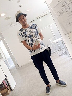 「ROYAL FLASH（ロイヤルフラッシュ）のアイテム（その他シューズ）」を使った、ug nishimuraさん（メンズ・170cm）の夏コーディネート