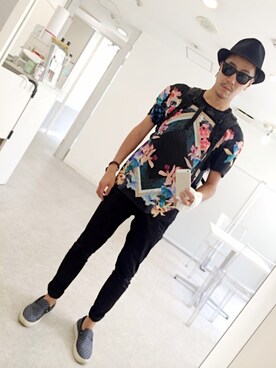 「ROYAL FLASH（ロイヤルフラッシュ）のアイテム（その他シューズ）」を使った、ug nishimuraさん（メンズ・170cm）の夏コーディネート