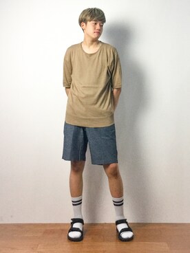 「URBAN RESEARCH（アーバンリサーチ）のコットン/ソロテックス ニットTシャツ（Tシャツ/カットソー）」を使った、まっこいさん（メンズ・176cm）の春コーディネート