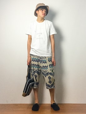 「JUNRED（ジュンレッド）のアイテム（サンダル）」を使った、まっこいさん（メンズ・176cm）の春コーディネート