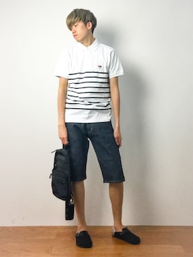 「JUNRED（ジュンレッド）のアイテム（サンダル）」を使った、まっこいさん（メンズ・176cm）の春コーディネート