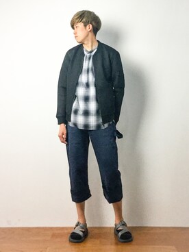 「アイテム（MA-1）」を使った、まっこいさん（メンズ・176cm・20代）の春コーディネート