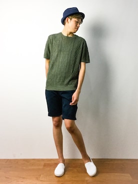 「アイテム（ハット、ブルー系）」を使った、まっこいさん（メンズ・176cm）の春コーディネート