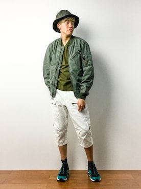 「アイテム（MA-1）」を使った、まっこいさん（メンズ・176cm・20代）の春コーディネート