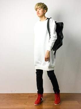 「unrelaxing（アンリラクシング）のアイテム（スウェット）」を使った、まっこいさん（メンズ・176cm）の春コーディネート