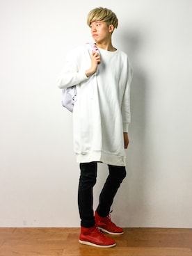 「unrelaxing（アンリラクシング）のアイテム（スウェット）」を使った、まっこいさん（メンズ・176cm）の春コーディネート