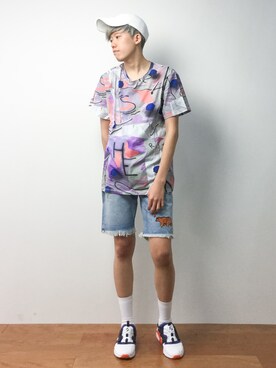 「UP START（アップスタート）のアイテム（帽子）」を使った、まっこいさん（メンズ・176cm）の春コーディネート
