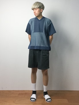 「OURET（オーレット）のアイテム（サンダル）」を使った、まっこいさん（メンズ・176cm）の春コーディネート