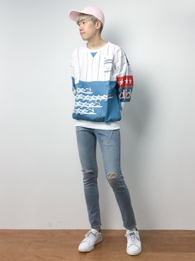 「chapter world（チャプターワールド）のアイテム（キャップ）」を使った、まっこいさん（メンズ・176cm）の春コーディネート