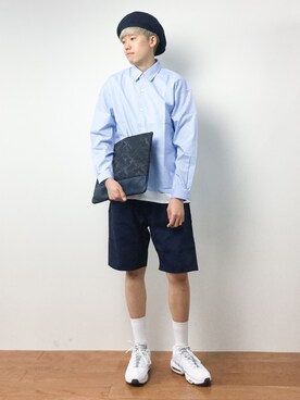 「NANO universe（ナノユニバース）のアイテム（ハンチング/ベレー帽）」を使った、まっこいさん（メンズ・176cm）の春コーディネート
