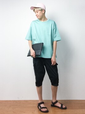 「chapter world（チャプターワールド）のアイテム（キャップ）」を使った、まっこいさん（メンズ・176cm）の春コーディネート