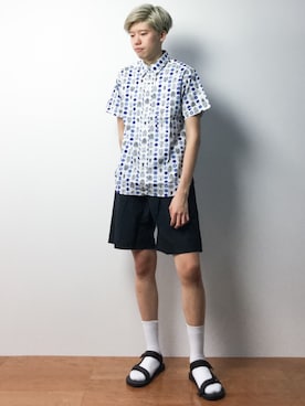「DETAILS（ディテールズ）のアイテム（パンツ）」を使った、まっこいさん（メンズ・176cm）の夏コーディネート