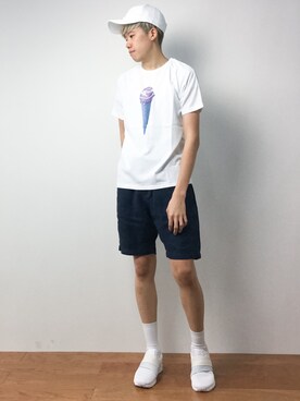 「Request（リクエスト）のアイテム（帽子）」を使った、まっこいさん（メンズ・176cm）の夏コーディネート