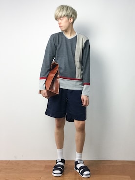 「idealism sound（イデアリズムサウンド）のアイテム」を使った、まっこいさん（メンズ・176cm）の夏コーディネート