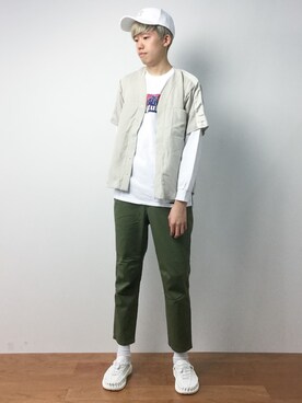 「Request（リクエスト）のアイテム（帽子）」を使った、まっこいさん（メンズ・176cm）の夏コーディネート