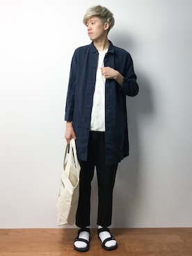 「JUNRED（ジュンレッド）のアイテム（トートバッグ）」を使った、まっこいさん（メンズ・176cm）の夏コーディネート