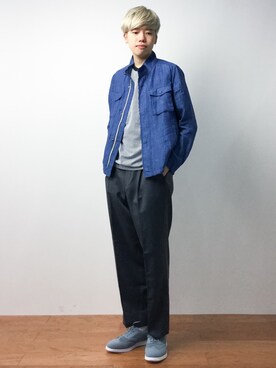「soe（ソーイ）のアイテム（トップス）」を使った、まっこいさん（メンズ・176cm）の夏コーディネート