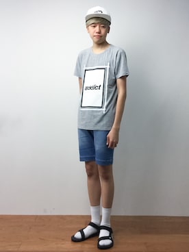 「hALON（アーロン）のアイテム（帽子）」を使った、まっこいさん（メンズ・176cm）の夏コーディネート