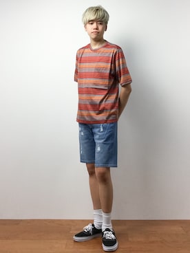 「Burner（バーナー）のアイテム（パンツ）」を使った、まっこいさん（メンズ・176cm）の夏コーディネート