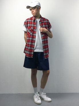 「DETAILS（ディテールズ）のアイテム（パンツ）」を使った、まっこいさん（メンズ・176cm）の夏コーディネート