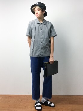 「CASPER JOHN AIVER（キャスパージョンアイバー）のアイテム（バッグ）」を使った、まっこいさん（メンズ・176cm）の夏コーディネート