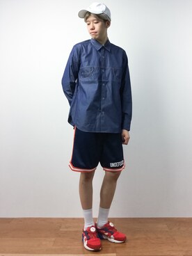 「unrelaxing（アンリラクシング）のアイテム（帽子）」を使った、まっこいさん（メンズ・176cm）の夏コーディネート