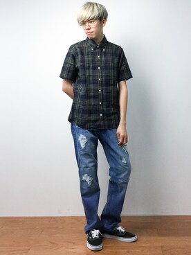 「JOEY FACTORY（ジョーイファクトリー）のアイテム（パンツ）」を使った、まっこいさん（メンズ・176cm）の夏コーディネート