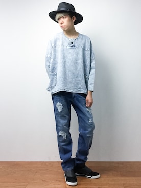 「NATAL DESIGN（ネイタルデザイン）のアイテム（スウェット）」を使った、まっこいさん（メンズ・176cm）の夏コーディネート