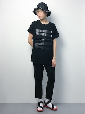 「UP START（アップスタート）のアイテム（帽子）」を使った、まっこいさん（メンズ・176cm）の夏コーディネート