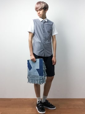「DOWBL（ダブル）のアイテム」を使った、まっこいさん（メンズ・176cm）の夏コーディネート