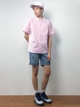 「unrelaxing（アンリラクシング）のアイテム（帽子）」を使った、まっこいさん（メンズ・176cm）の夏コーディネート