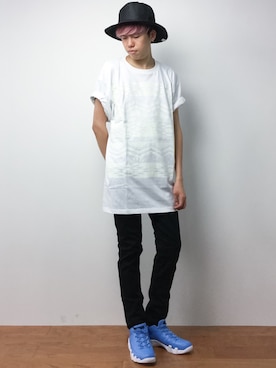 「knock through abstraction（ノックスルーアブストラクション）のアイテム」を使った、まっこいさん（メンズ・176cm）の夏コーディネート