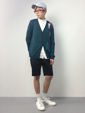 「AAPE BY A BATHING APE（エーエイプバイアベイシングエイプ）のアイテム（帽子）」を使った、まっこいさん（メンズ・176cm）の夏コーディネート