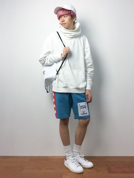 「DETAILS（ディテールズ）のアイテム（スウェット）」を使った、まっこいさん（メンズ・176cm）の夏コーディネート