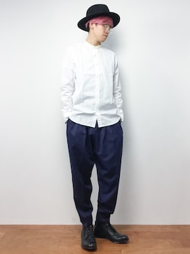 「SHAREEF（シャリーフ）のアイテム（パンツ）」を使った、まっこいさん（メンズ・176cm）の夏コーディネート