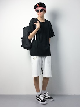 「Champion（チャンピオン）のアイテム（バッグ）」を使った、まっこいさん（メンズ・176cm）の夏コーディネート