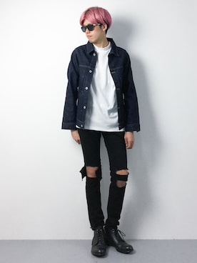 「URBAN RESEARCH Sonny Label（アーバンリサーチサニーレーベル）のアイテム（デニムジャケット）」を使った、まっこいさん（メンズ・176cm）の夏コーディネート