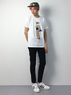 「chapter world（チャプターワールド）のアイテム（キャップ）」を使った、まっこいさん（メンズ・176cm）の夏コーディネート