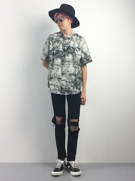 「B'2nd（ビーセカンド）のアイテム（帽子）」を使った、まっこいさん（メンズ・176cm）の夏コーディネート