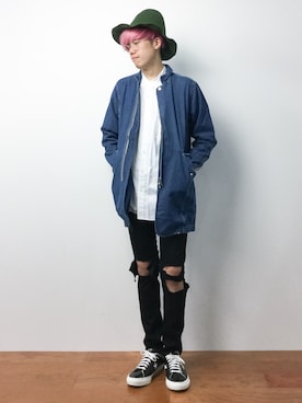 「TRANS CONTINENTS（トランスコンチネンツ）のアイテム（デニムジャケット）」を使った、まっこいさん（メンズ・176cm）の夏コーディネート