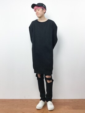 「unrelaxing（アンリラクシング）のアイテム（スウェット）」を使った、まっこいさん（メンズ・176cm）の夏コーディネート