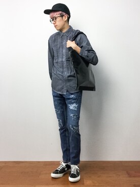 「WISM（ウィズム）のアイテム（帽子）」を使った、まっこいさん（メンズ・176cm）の夏コーディネート