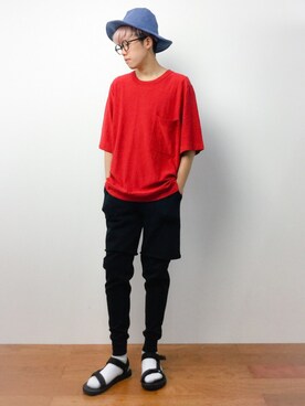 「LE JUN（ルジュン）のアイテム（帽子）」を使った、まっこいさん（メンズ・176cm）の夏コーディネート