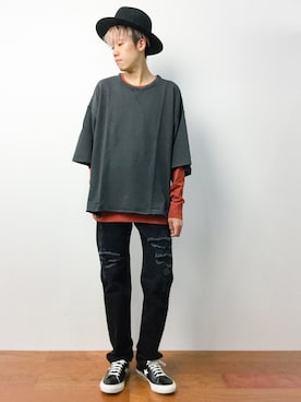 「DISCOVERED（ディスカバード）のアイテム（パンツ）」を使った、まっこいさん（メンズ・176cm）の夏コーディネート