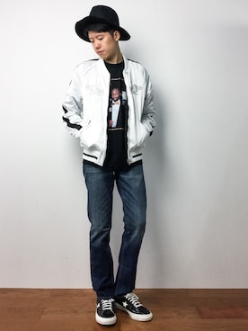 「アイテム（MA-1）」を使った、まっこいさん（メンズ・176cm・20代）の夏コーディネート