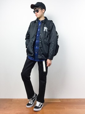 「ADPOSION（アドポーション）のアイテム（トップス）」を使った、まっこいさん（メンズ・176cm）の秋コーディネート