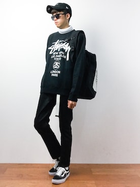 「STUSSY（ステューシー）のアイテム（スウェット）」を使った、まっこいさん（メンズ・176cm）の秋コーディネート
