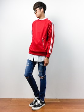 「アイテム（ジャージ）」を使った、まっこいさん（メンズ・176cm・20代）の秋コーディネート