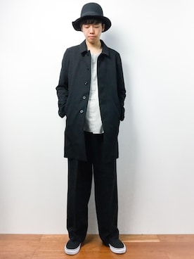 「FACTOTUM（ファクトタム）のアイテム（ステンカラーコート）」を使った、まっこいさん（メンズ・176cm）の秋コーディネート